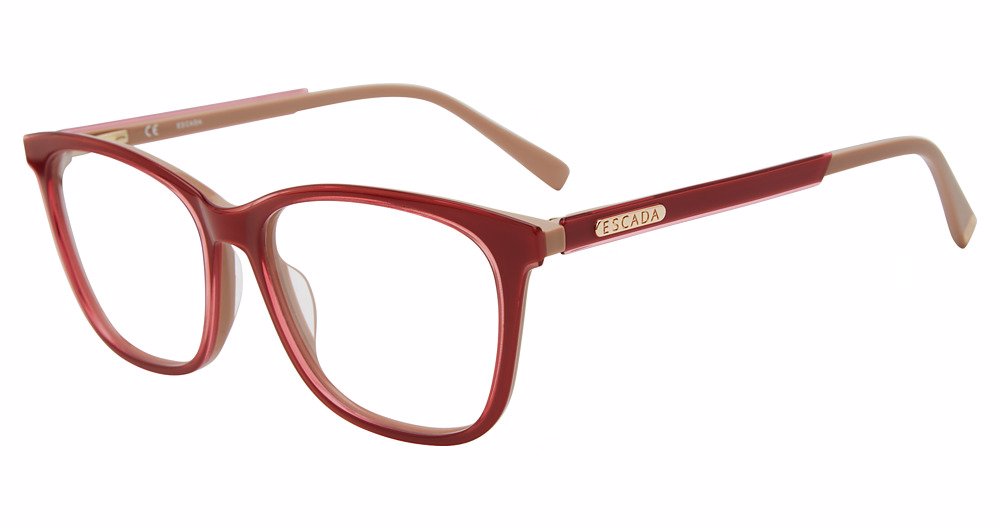 ESCADA OPTICAL VESA96 Eyeglasses BORDEAUX-RED+CREAM-BEIGE-06SQ 53mm