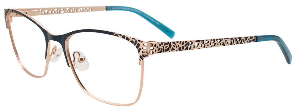 EASYCLIP EC704 Eyeglasses 050 Teal & Gold 53mm