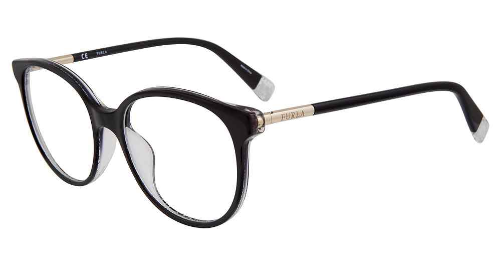 FURLA OPTICAL VFU249 Eyeglasses BLACK-TOP+GLITTER-BLK-09G5 52mm