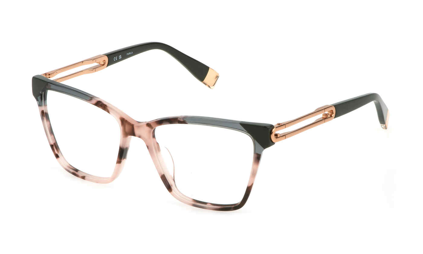FURLA OPTICAL VFU671 Eyeglasses PINK-BROWN-HAVANA-0AGK 53mm