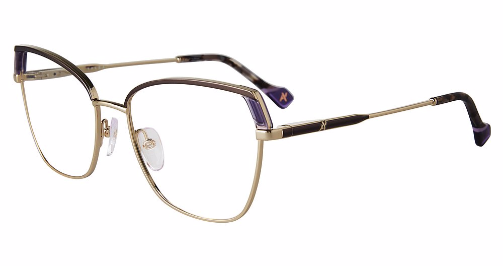 YALEA OPTICAL VYA074 Eyeglasses LT-GOLD-COLORS-0SN9 54mm