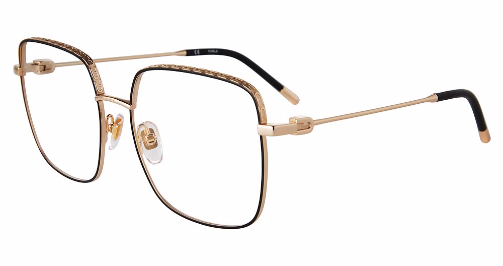 FURLA OPTICAL VFU638 Eyeglasses ROSE-GOLD-BLACK-0302 56mm