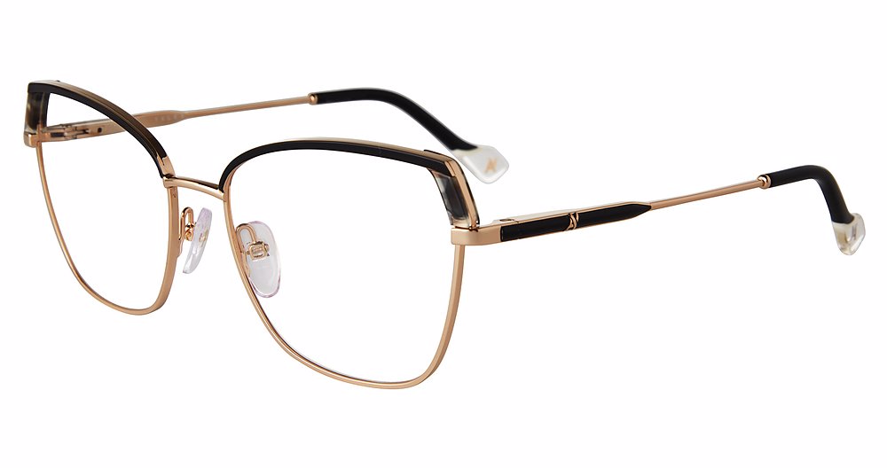 YALEA OPTICAL VYA074 Eyeglasses ROSE-GOLD-BLACK-0301 54mm