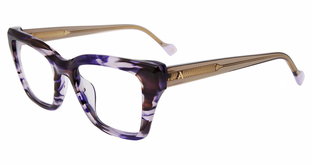 YALEA OPTICAL VYA139L Eyeglasses STRIPED-VIOLET-09N5 49mm