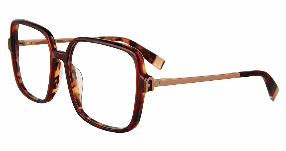 FURLA OPTICAL VFU632 Eyeglasses HAVANA-BROWN-HORN-09WY 55mm