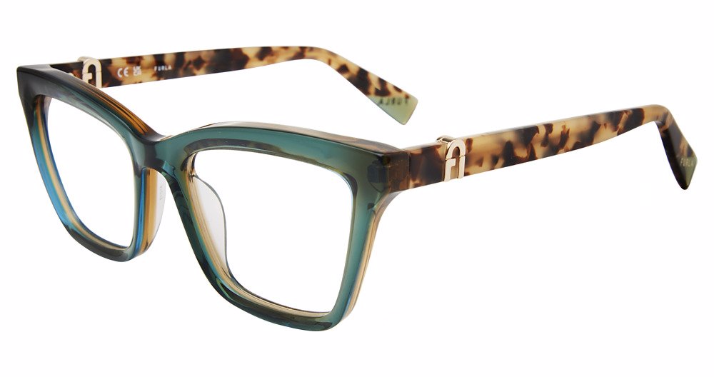 FURLA OPTICAL VFU763 Eyeglasses GREEN-YELLOW-06MW 51mm