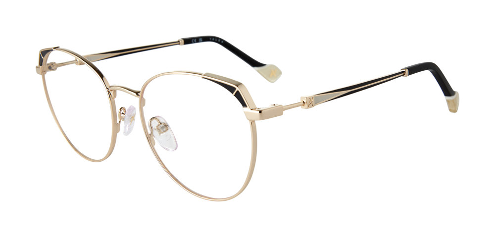 YALEA OPTICAL VYA099 Eyeglasses ROSE-GOLD-BLACK-0301 52mm