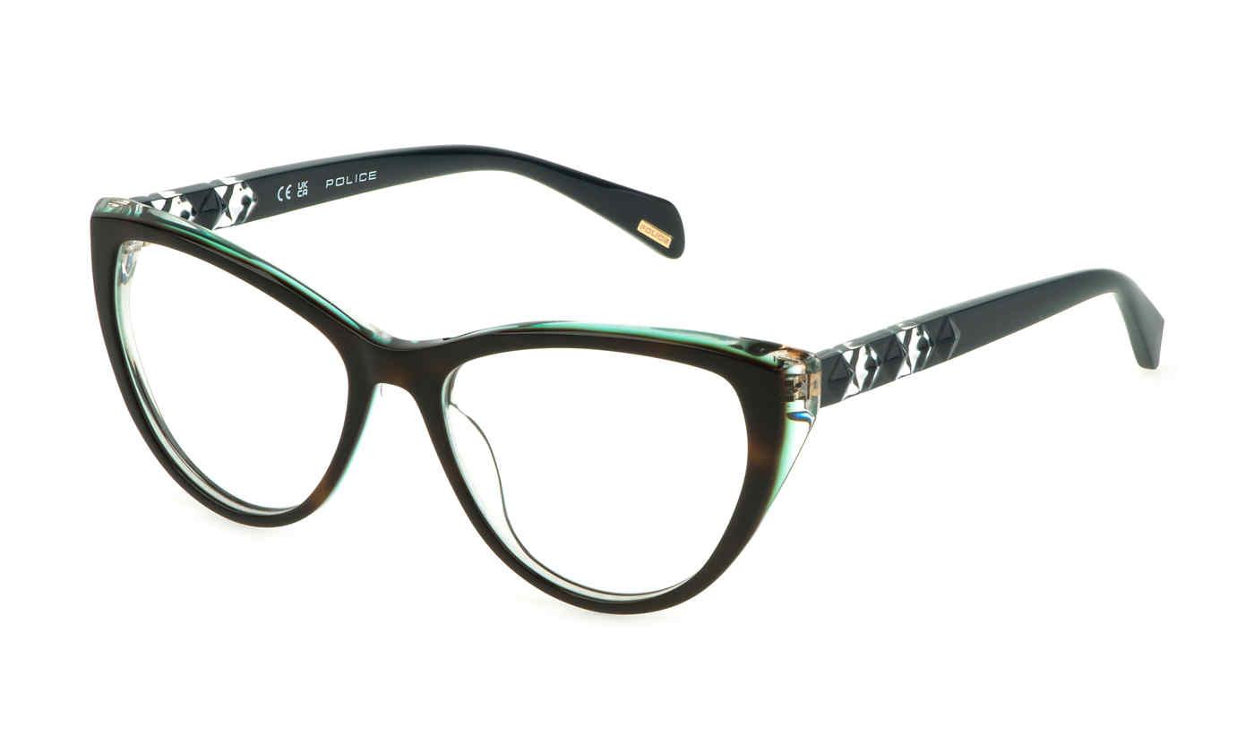POLICE OPTICAL VPLL31 Eyeglasses HAVANA-GREEN-07NV 53mm