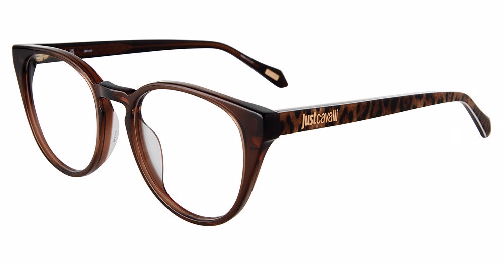 JUST CAVALLI OPTICAL VJC046 Eyeglasses SHINY-TRANSP.BROWN-0AAK 51mm
