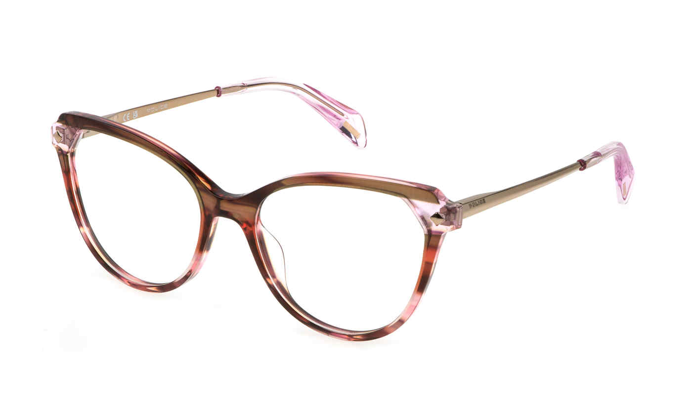 POLICE OPTICAL VPLL27 Eyeglasses BROWN-PINK-ORANGE-06DB 53mm