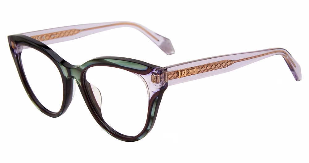 JUST CAVALLI OPTICAL VJC001V Eyeglasses TRASP.STRIPED-GREEN--0VBT 51mm