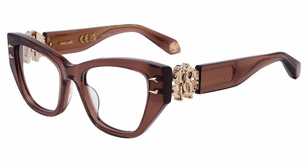 ROBERTO CAVALLI OPTICAL VRC075M Eyeglasses SHINY-TRANSP.BROWN-06ME 52mm