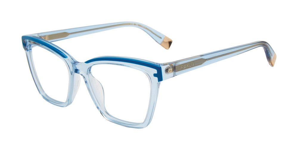 FURLA OPTICAL VFU682 Eyeglasses SHINY-TRANSP.AZURE-06N1 52mm
