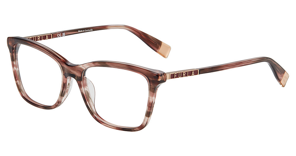 FURLA OPTICAL VFU874 Eyeglasses STRIPED-BROWN-PINK-0VBL 53mm