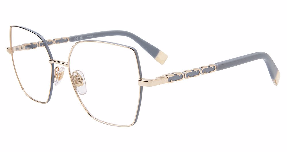 FURLA OPTICAL VFU835 Eyeglasses SHNY-ROSE–GLD-W-DK-GRE-PTS 54mm