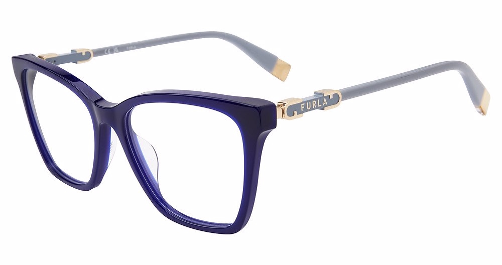 FURLA OPTICAL VFU833 Eyeglasses SHINY-OPAL-BLUE-3GRY 54mm