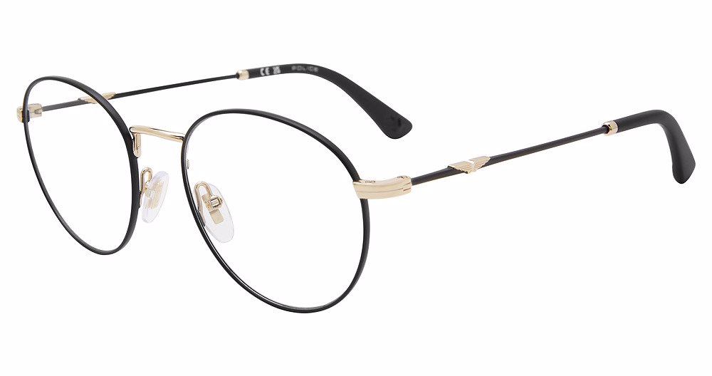 POLICE OPTICAL VPLP07 Eyeglasses ROSE-GOLD-W-BLACK-PTS-0302 51mm