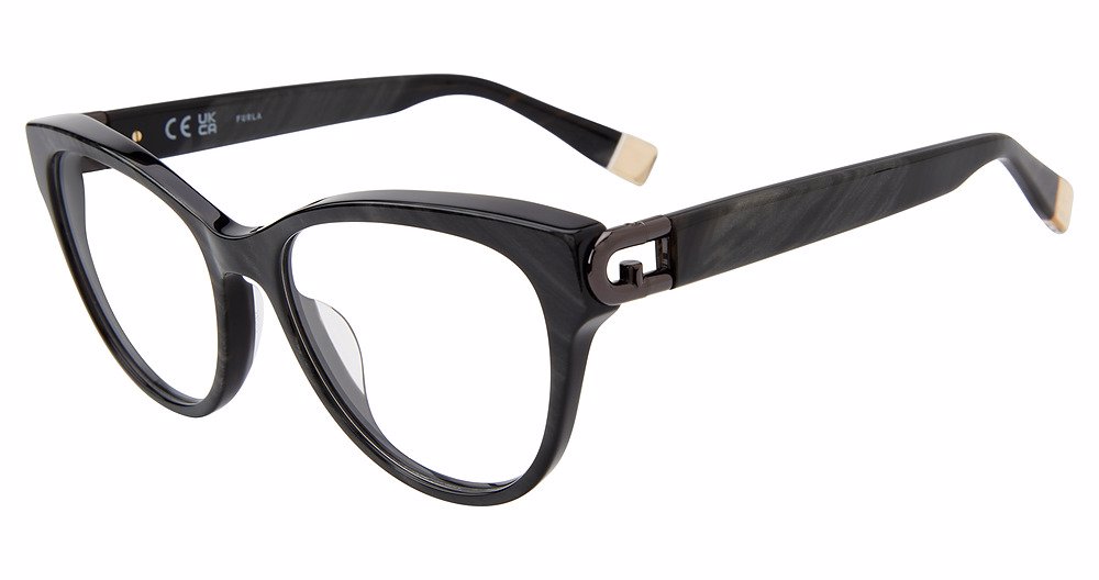 FURLA OPTICAL VFU827 Eyeglasses SHNY-BLK-MOTHER-OF-PRL-701Y 54mm