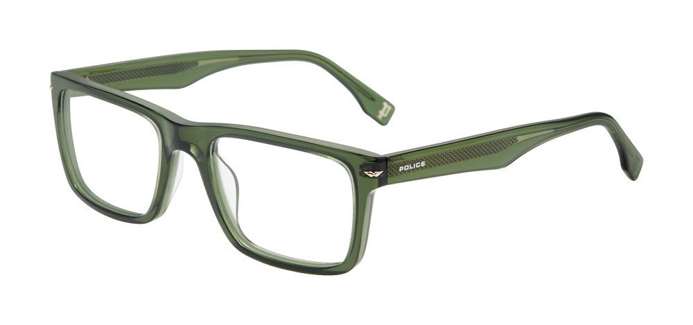 POLICE OPTICAL VPLQ64 Eyeglasses TRANSP.GREEN-0M26 55mm