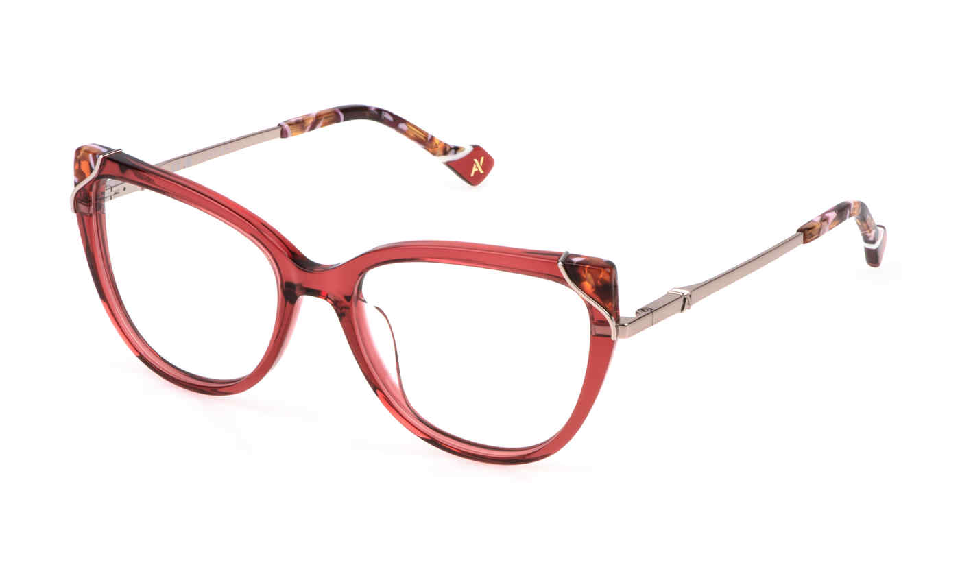 YALEA OPTICAL VYA160 Eyeglasses TRANSP.-BRICK-RED-092J 54mm