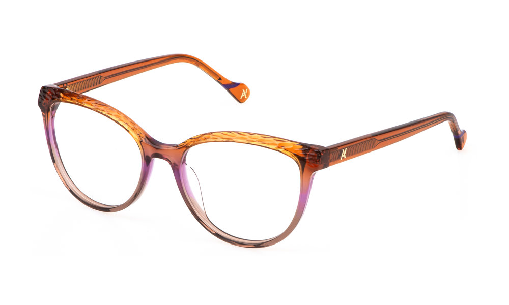 YALEA OPTICAL VYA170 Eyeglasses ORANGE-GRAD.VIOLET-07NH 53mm