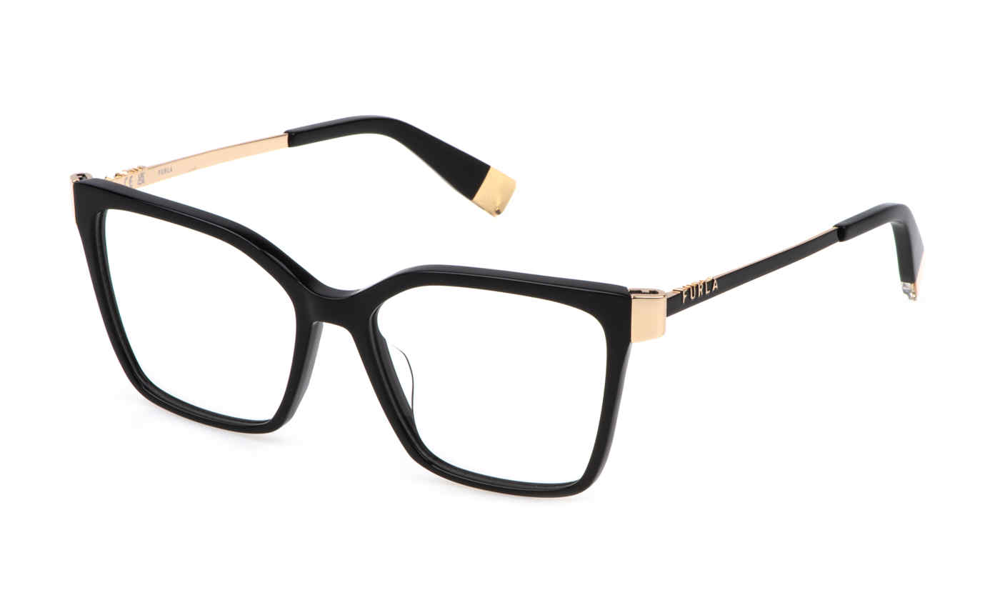 FURLA OPTICAL VFU768 Eyeglasses SHINY-BLACK-0700 53mm