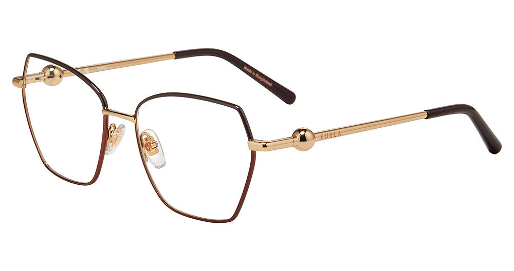 FURLA OPTICAL VFU871 Eyeglasses ROSE-GOLD-WITH-BROWN-0342 54mm