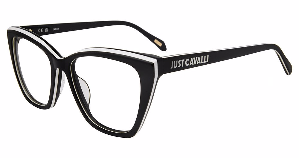 JUST CAVALLI OPTICAL VJC084V Eyeglasses BLACK-WHITE-BLACK-09H9 53mm
