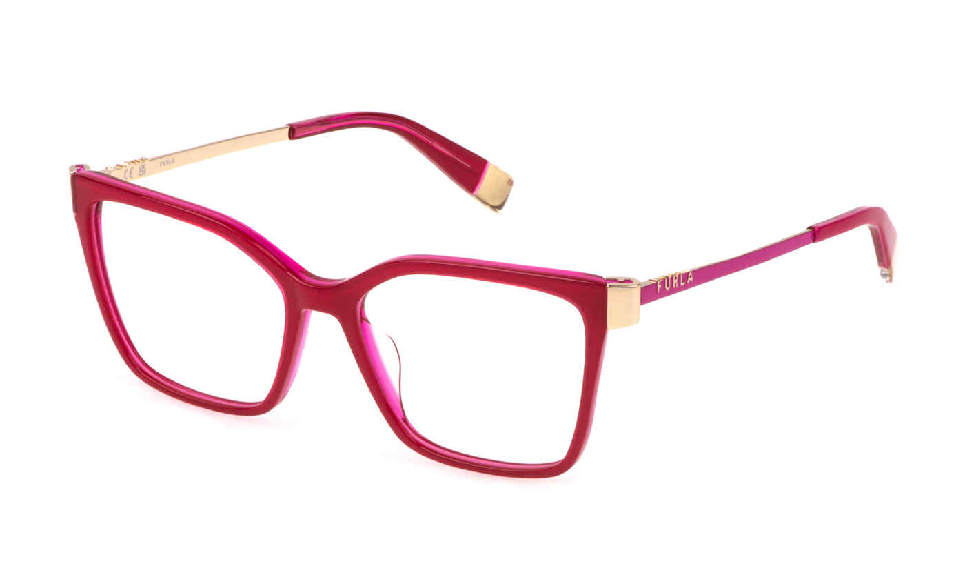 FURLA OPTICAL VFU768 Eyeglasses FUXIA-TRANSP.ROSE-09N9 53mm