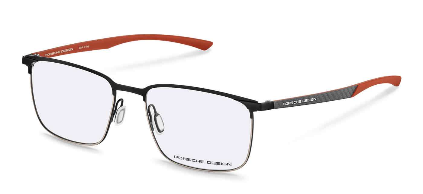 PORSCHE DESIGN OPTICAL P8753 Eyeglasses BLACK-PALLADIUM-RED-A 57mm
