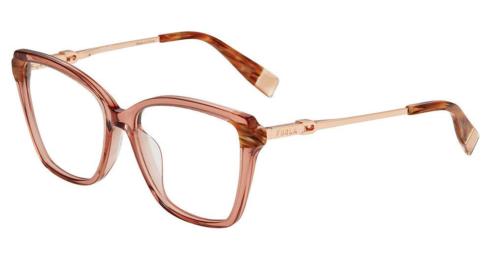 FURLA OPTICAL VFU830 Eyeglasses TRANSP.LIGHT-BROWN-0805 54mm