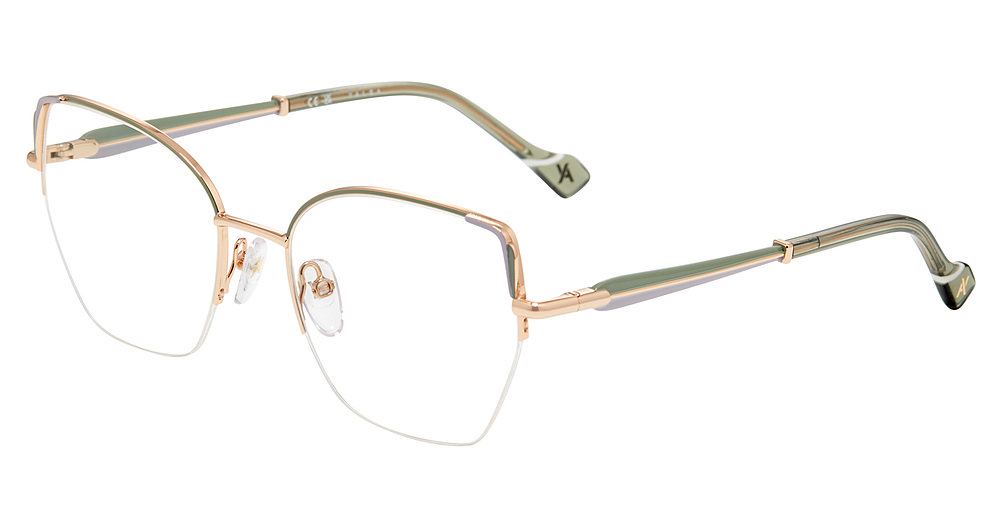 YALEA OPTICAL VYA190 Eyeglasses ROSE–GOLD-W-COLORS-0H33 54mm