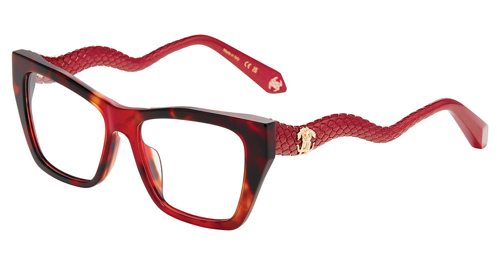 ROBERTO CAVALLI OPTICAL VRC117M Eyeglasses SHINY-RED-HAVANA-0795 55mm