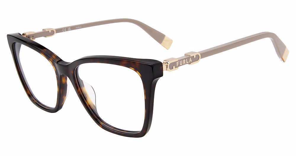 FURLA OPTICAL VFU833 Eyeglasses SHINY-DARK-HAVANA-0722 54mm
