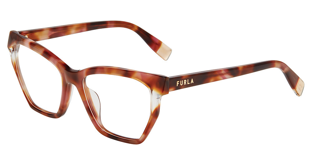 FURLA OPTICAL VFU868V Eyeglasses BROWN-PINK-HAVANA-01GQ 53mm