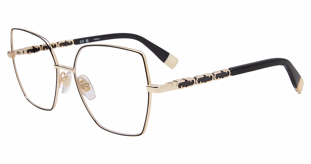 FURLA OPTICAL VFU835 Eyeglasses SH.ROSE-GLD-W-BLK-PTS-0301 54mm