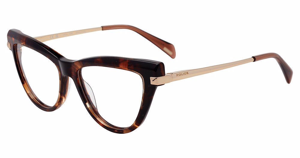 POLICE OPTICAL VPLP49M Eyeglasses SHINY-LIGHT-HAVANA-02AD 53mm