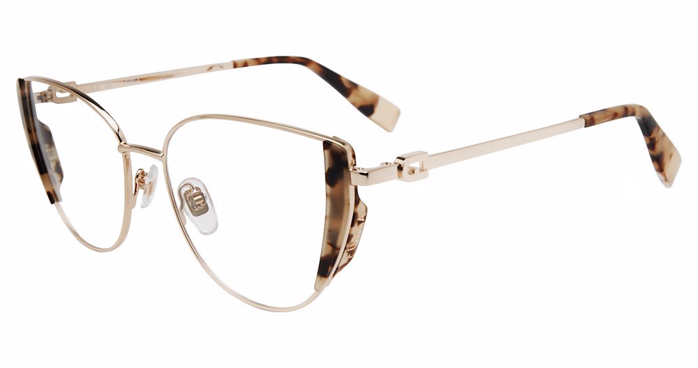 FURLA OPTICAL VFU771W Eyeglasses SHINY-BROWN-BEIGE-HAV-07UX 53mm