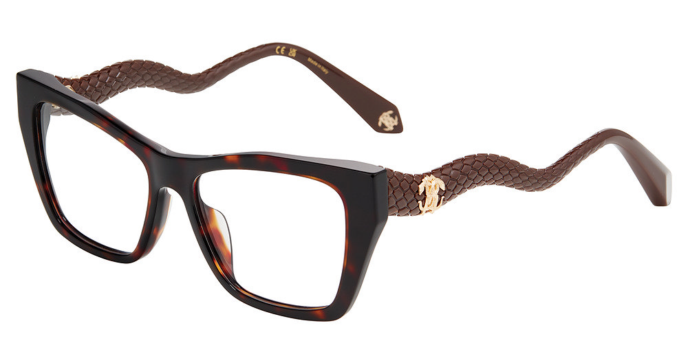 ROBERTO CAVALLI OPTICAL VRC117M Eyeglasses SHINY-BROWN-YELLOW-HAVANA-074 55mm