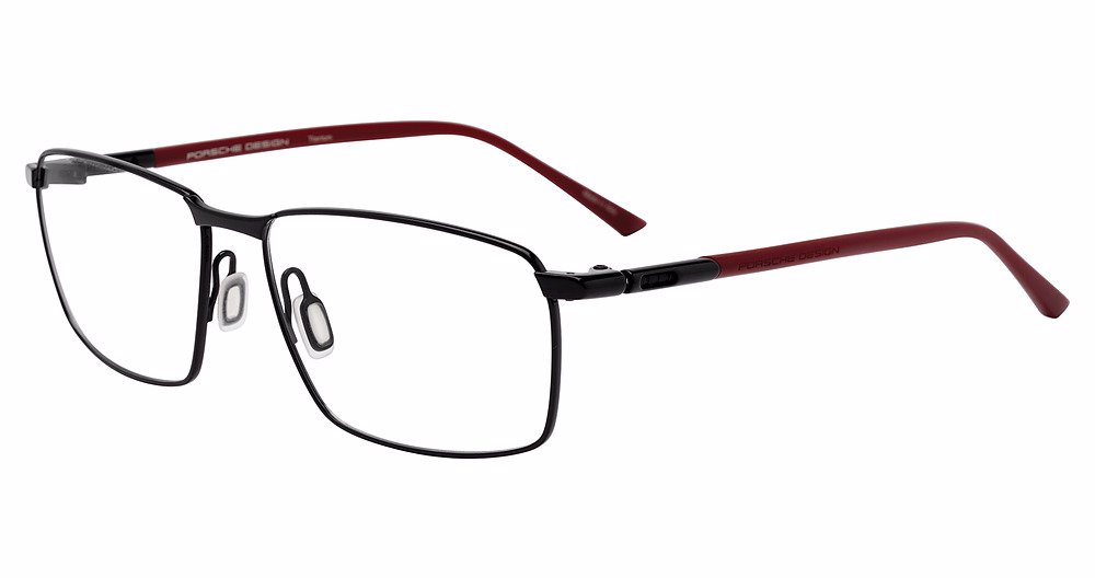 PORSCHE DESIGN OPTICAL P8766 Eyeglasses BLACK–RED-TITANIUM-A000 58mm
