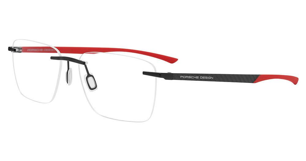 PORSCHE DESIGN OPTICAL P8774 Eyeglasses BLACK-RED-A0S1 56mm