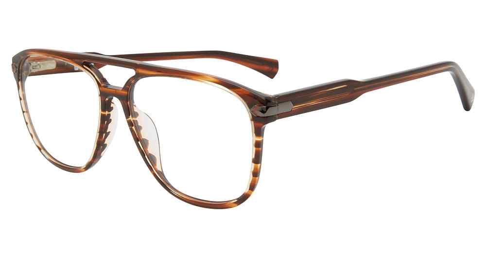 JOHN VARVATOS OPTICAL VJV424 Eyeglasses BROWN-HORN-0BRO 56mm