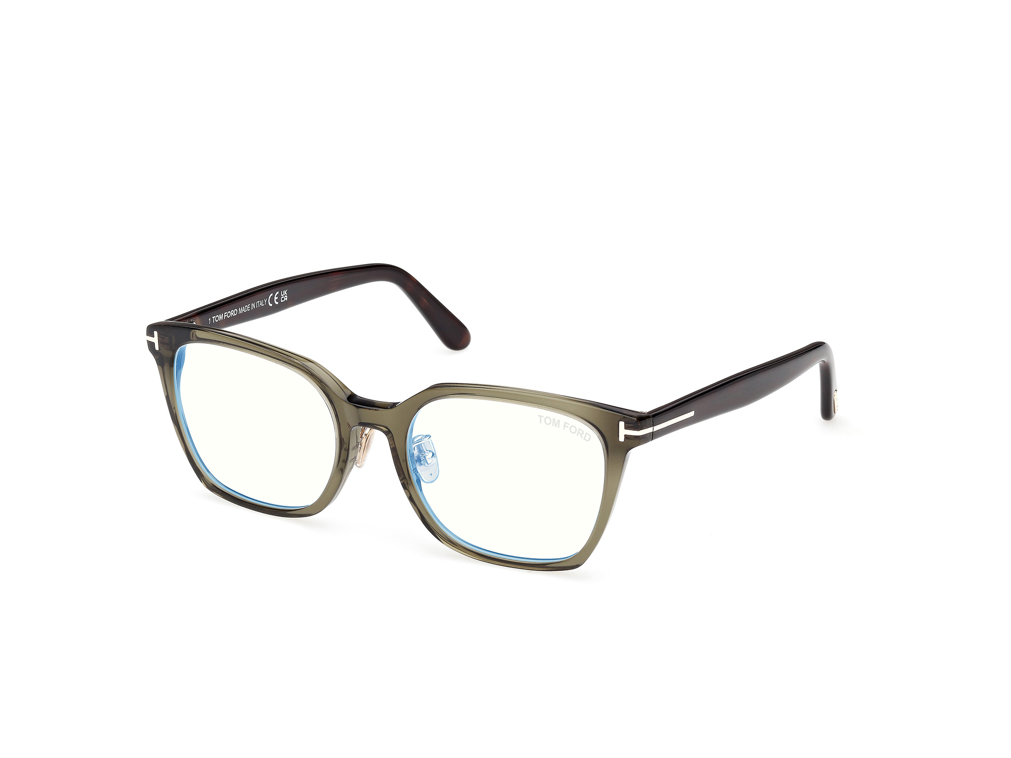 TOM FORD FT6103-D-B Eyeglasses 096 - SHINY DARK GREEN 53mm